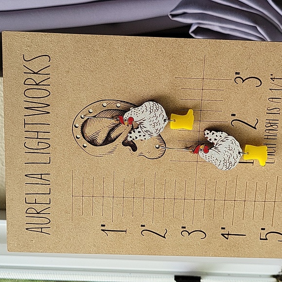 Chickens in rainboots earrings 🐔 - Picture 7 of 8
